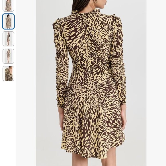 A.L.C. Marcie SILK Mini Dress NWT Golden Haze Chocolate Brown Leopard Brand New - Picture 12 of 14